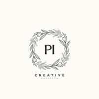PI Beauty vector initial logo art, handwriting logo of initial signature, wedding, fashion, jewerly, boutique, floral and botanical with creative template for any company or business.