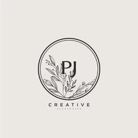 PJ Beauty vector initial logo art, handwriting logo of initial signature, wedding, fashion, jewerly, boutique, floral and botanical with creative template for any company or business.