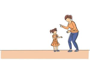 dibujo de una sola línea continua de una madre joven dando buenos consejos a su hija en casa. concepto de comunicación. crianza familiar feliz. Ilustración gráfica de vector de diseño de dibujo de una línea de moda