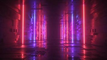 scifi tunnel met neon licht strings lus video