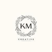 KM Beauty vector initial logo art, handwriting logo of initial signature, wedding, fashion, jewerly, boutique, floral and botanical with creative template for any company or business.