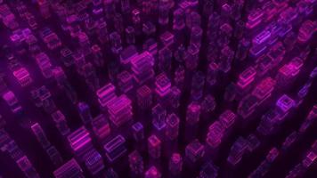 Purple Digital Glowing Neon City HUD Background video