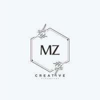 MZ Beauty vector initial logo art, handwriting logo of initial signature, wedding, fashion, jewerly, boutique, floral and botanical with creative template for any company or business.