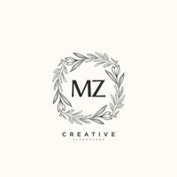 MZ Beauty vector initial logo art, handwriting logo of initial signature, wedding, fashion, jewerly, boutique, floral and botanical with creative template for any company or business.