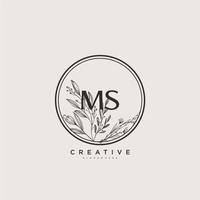 MS Beauty vector initial logo art, handwriting logo of initial signature, wedding, fashion, jewerly, boutique, floral and botanical with creative template for any company or business.