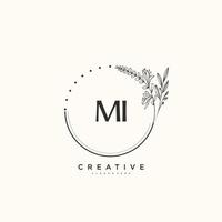 MI Beauty vector initial logo art, handwriting logo of initial signature, wedding, fashion, jewerly, boutique, floral and botanical with creative template for any company or business.