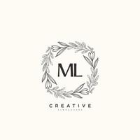 ML Beauty vector initial logo art, handwriting logo of initial signature, wedding, fashion, jewerly, boutique, floral and botanical with creative template for any company or business.
