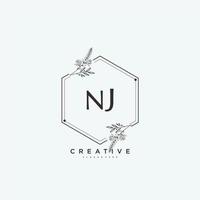 NJ Beauty vector initial logo art, handwriting logo of initial signature, wedding, fashion, jewerly, boutique, floral and botanical with creative template for any company or business.