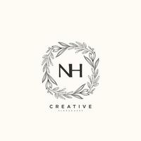 NH Beauty vector initial logo art, handwriting logo of initial signature, wedding, fashion, jewerly, boutique, floral and botanical with creative template for any company or business.