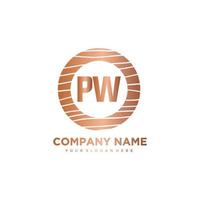 PW Initial Letter circle wood logo template vector