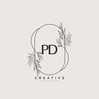 pd belleza vector inicial logo arte, escritura logo de inicial firma, boda, moda, joyería, boutique, floral y botánico con creativo modelo para ninguna empresa o negocio.