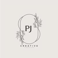 PJ Beauty vector initial logo art, handwriting logo of initial signature, wedding, fashion, jewerly, boutique, floral and botanical with creative template for any company or business.