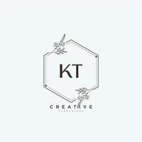 KT Beauty vector initial logo art, handwriting logo of initial signature, wedding, fashion, jewerly, boutique, floral and botanical with creative template for any company or business.
