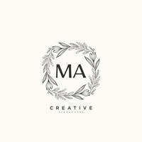 MA Beauty vector initial logo art, handwriting logo of initial signature, wedding, fashion, jewerly, boutique, floral and botanical with creative template for any company or business.