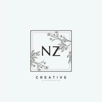 NZ Beauty vector initial logo art, handwriting logo of initial signature, wedding, fashion, jewerly, boutique, floral and botanical with creative template for any company or business.