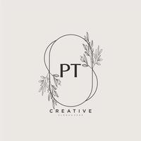 pt belleza vector inicial logo arte, escritura logo de inicial firma, boda, moda, joyería, boutique, floral y botánico con creativo modelo para ninguna empresa o negocio.