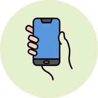 Hands holding mobile phone Vector Icon