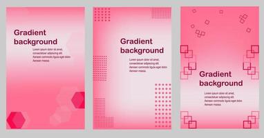 set of pink gradient backgrounds with abstract memphis elements vector