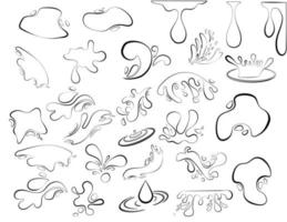 contours of drops and splashes of water or oil vector