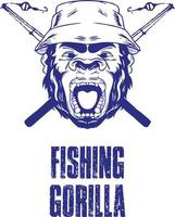 Gorilla Head Fishing Illustration vector