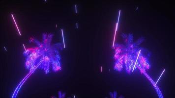 Neon Glowing Strings and Palms Background video