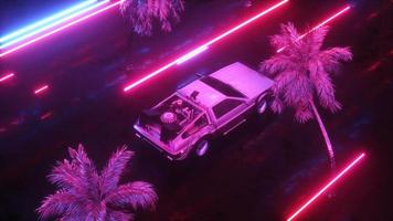 futuristische rijden auto met neon lichten video