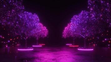 Digital Glowing Wall and Trees Tunnel Background video