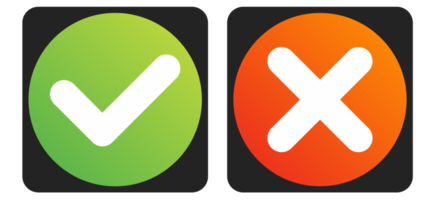 green checklist and red cross icon set png