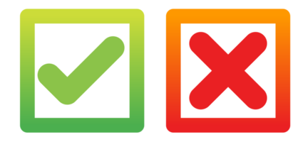 verde lista di controllo e rosso attraversare icona impostato png
