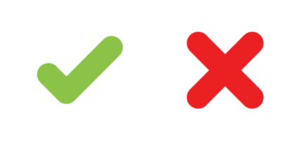 green checklist and red cross icon set png