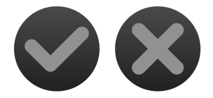 monochrome checklist and x icon set png