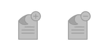 monochrome add and remove paper icon set png