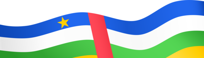 Central African Republic flag wave isolated on png or transparent background