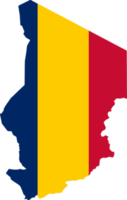 Chad flag on map on transparent  background png