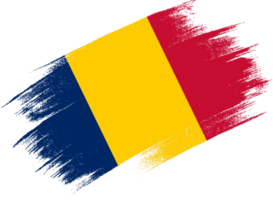 Chad flag with brush paint textured isolated  on png or transparent background