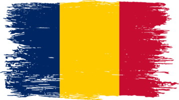 Chad flag with brush paint textured isolated  on png or transparent background