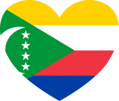 Comoros flag in heart shape isolated  on  transparent  background png