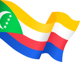 Komoren Flagge Welle isoliert auf png oder transparent Hintergrund