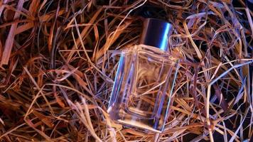 Perfume on dry grass Transparent bottle with perfume video