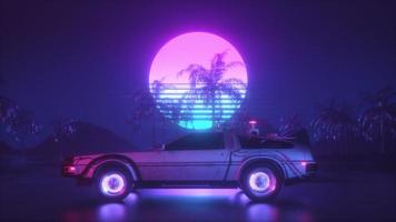 Futuristic Car Riding Retrowave Backdrop video