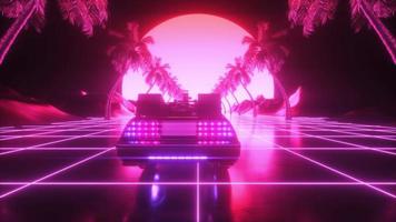 futuristische auto synthwave backdrop lus video