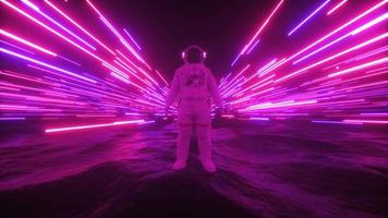 Astronaut und Neon- Saiten Hintergrund video