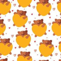 seamless pattern cartoon cat and heart. cute animal wallpaper for textile, gift wrap paper vector