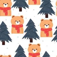 seamless pattern cartoon bear. cute animal wallpaper illustration for gift wrap paper vector