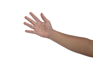 Asian man's hand gesture showing the five symbol png