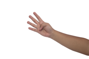 hand gesture of an asian man using the number four symbol png