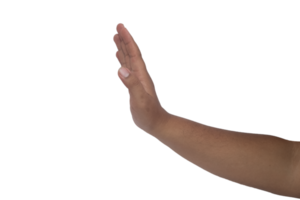 Asian man's hand showing stop gesture png