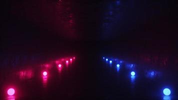 neon gloeiend ballen in reflecterende tonnel video