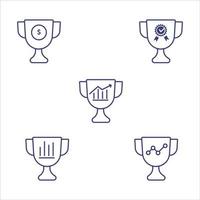 Modern linear pictogram pack of cup. Outline Business Presentation Icon set. Contains such Icons as data analysis, meeting, money, trophy, and more. vector