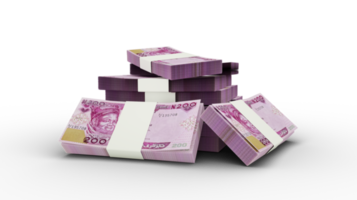 3d rendering of Stack of Nigerian Naira notes. bundles of Nigerian currency notes png